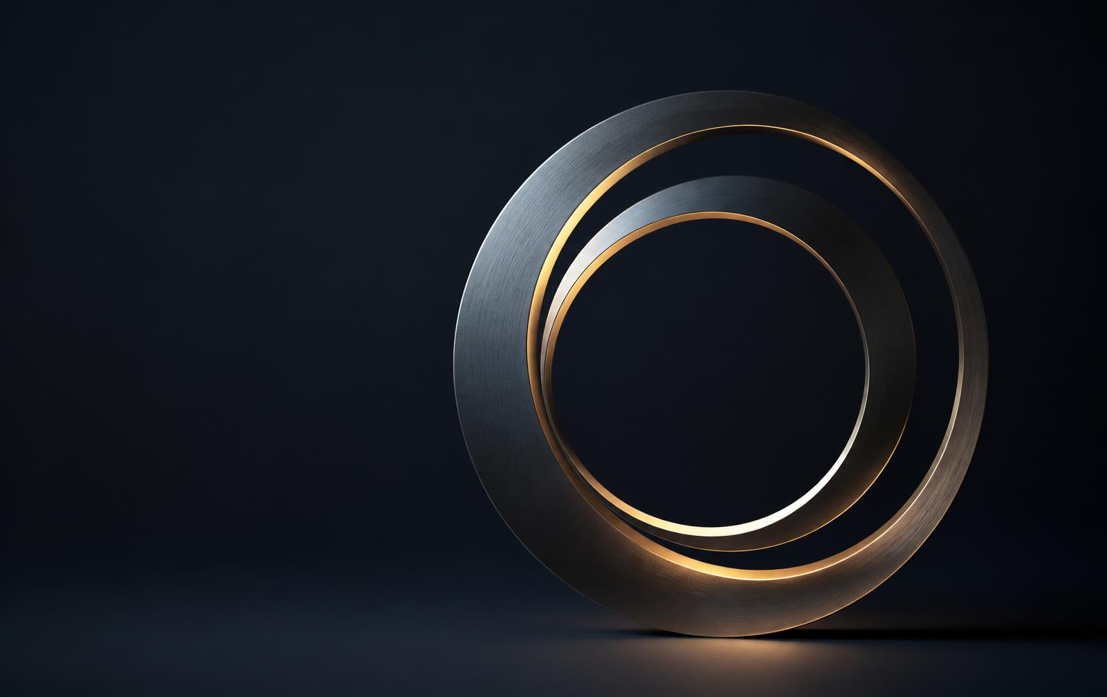 Anillos concéntricos metálicos que representan el ciclo The Loop